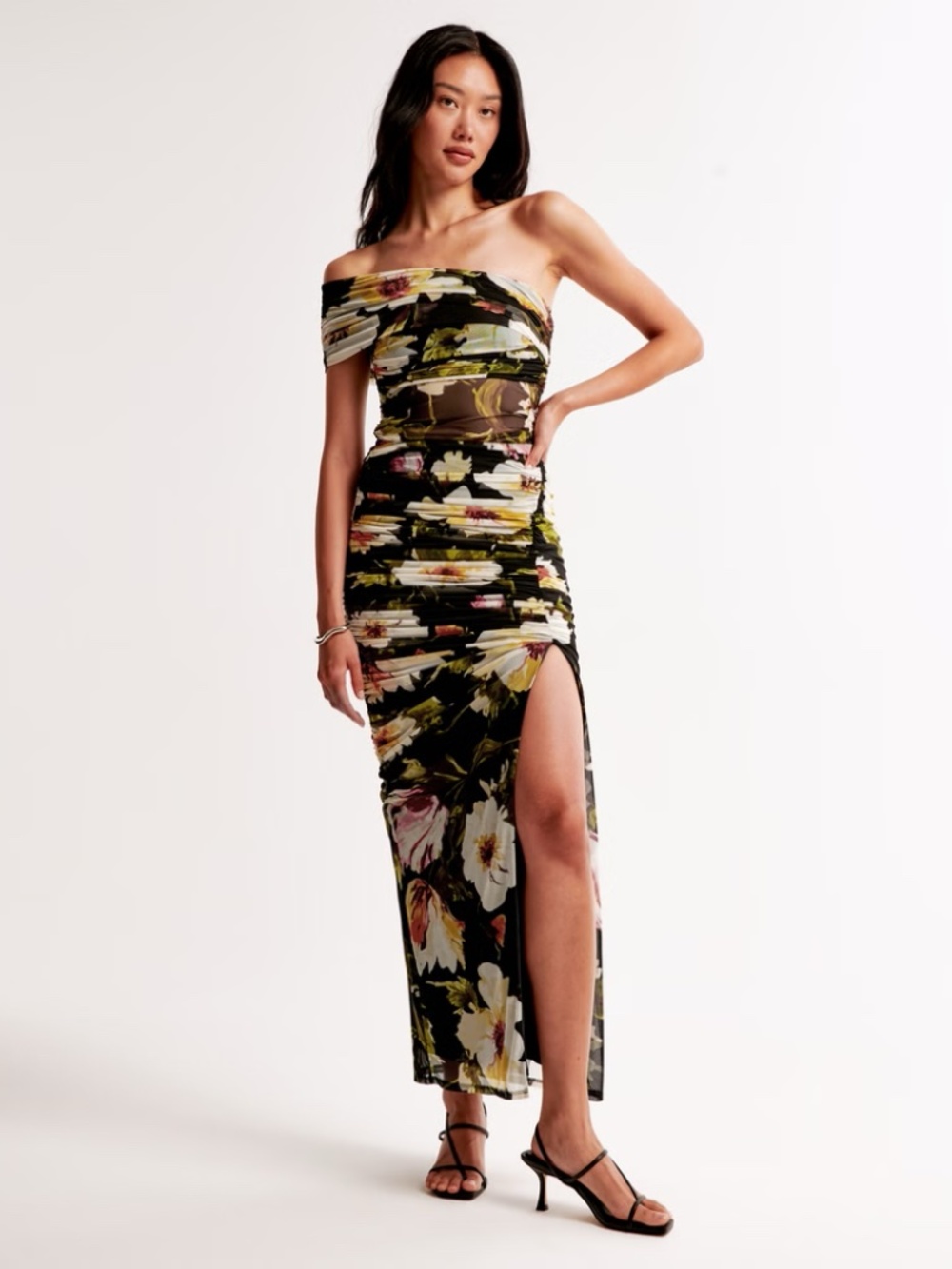 Abercrombie Mesh Asymmetrical Off Shoulder Dress - L
